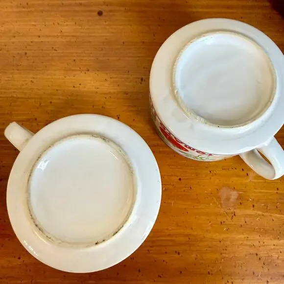 Vintage Soup Mug Set Vegetable Tomato Pea Potato Farmhouse Kitchen Retro Bowl - Picture 4 of 4